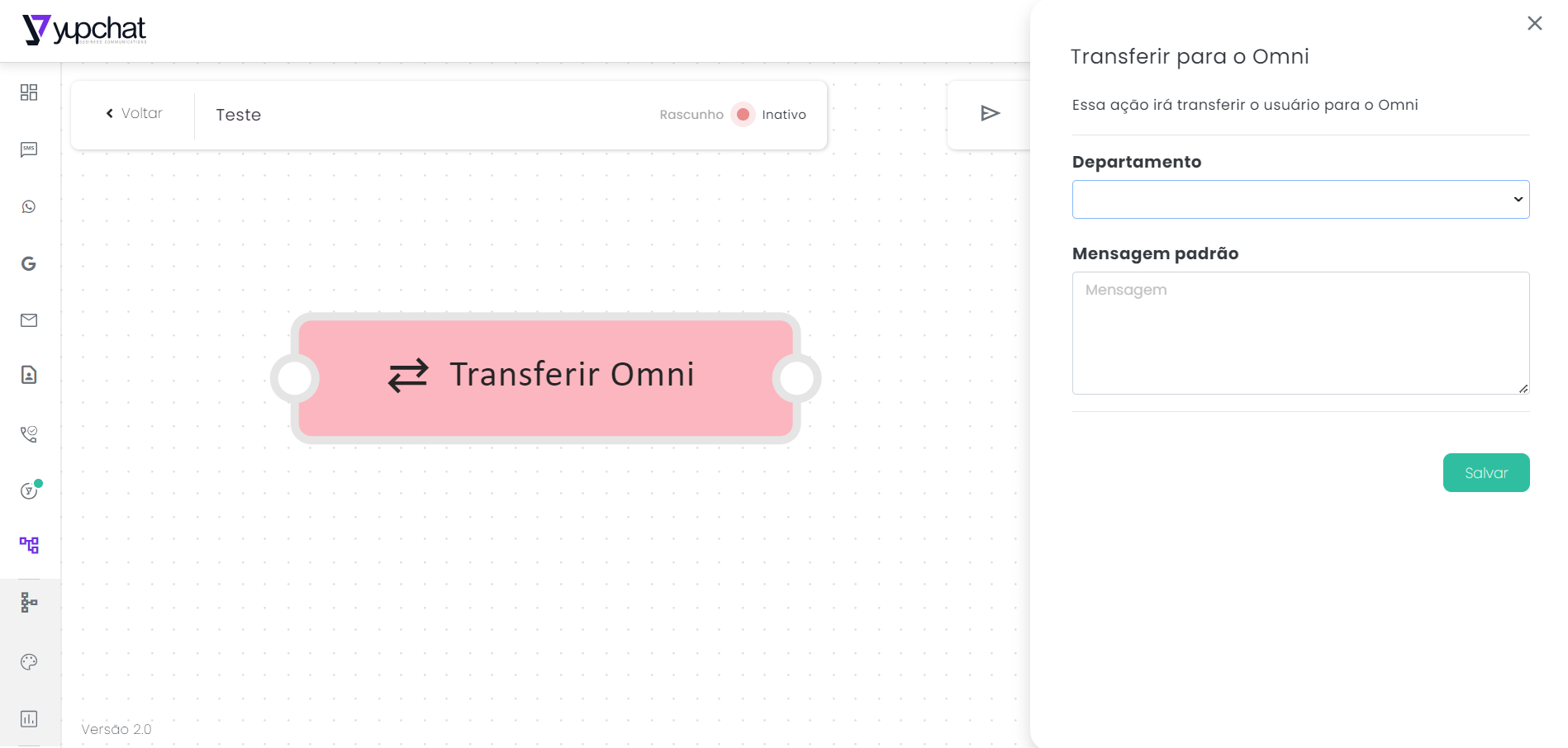 Ação "transferir omni"